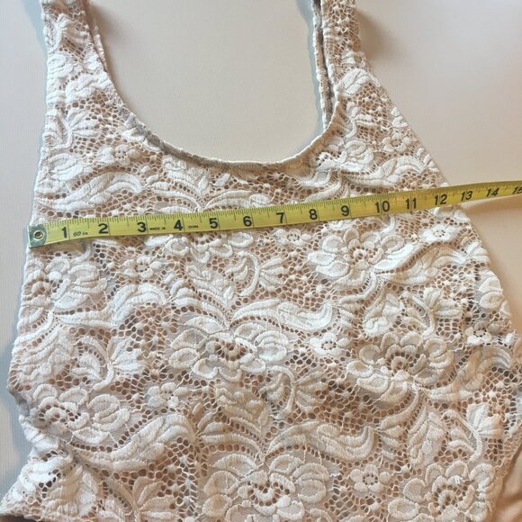 Forever 21 Swimsuit Medium Cream Lace Crochet Cheeky Coquette Boho - Picture 6 of 11